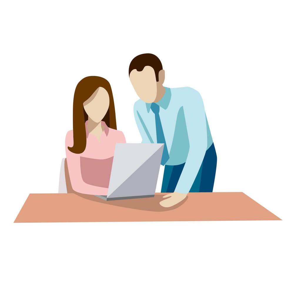 Vector illustration, flat style, businessmen discuss, news, office concept business people, discuss the work, colleagues
