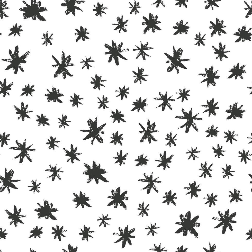 Hand drawn grunge stars seamless pattern. Black ink stains star wallpaper vector
