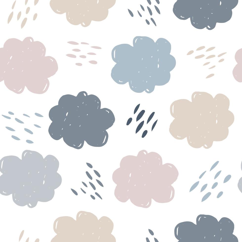 Scandinavian clouds seamless pattern. Weather background illustration. vector