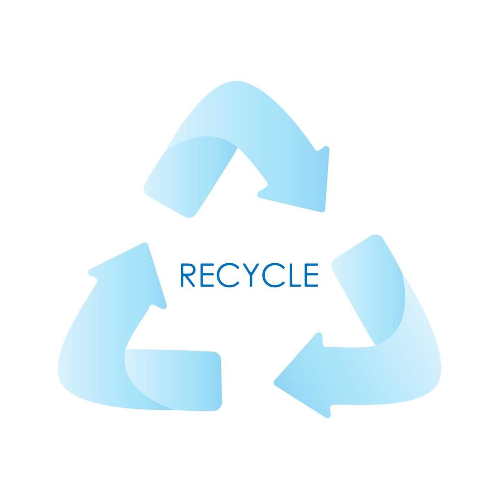 Blue arrows recycle eco symbol. Blue gradient. Recycled sign. Cycle recycled icon. Recycled materials symbol. vector