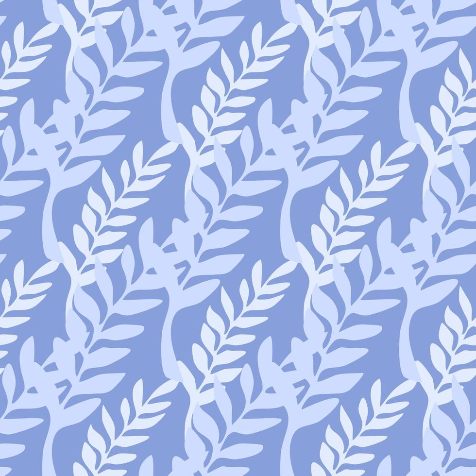 Abstract leaf branch backdrop. Blue branches seamless pattern. vector