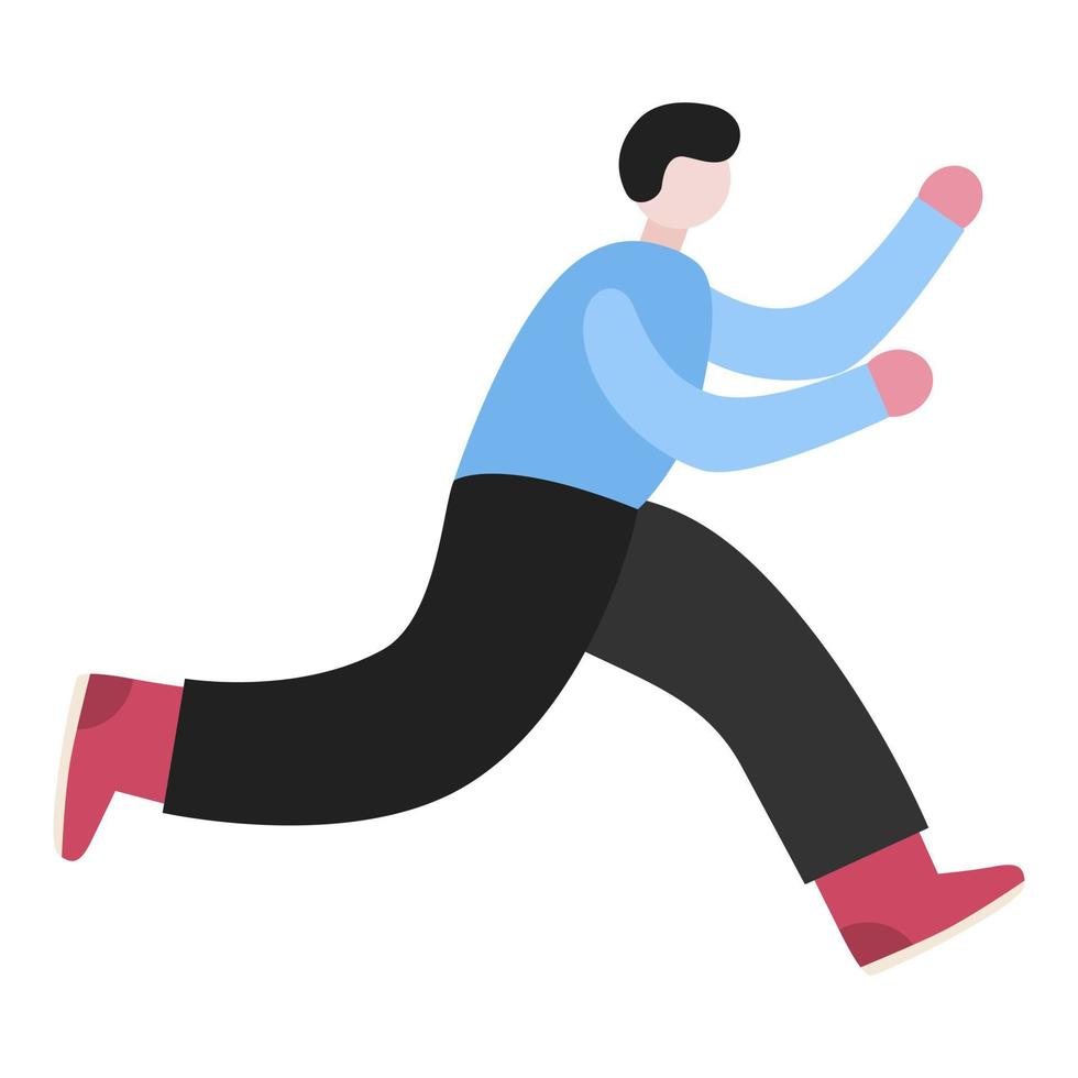 Late person rushing in a hurry to get on time. Man running character. vector