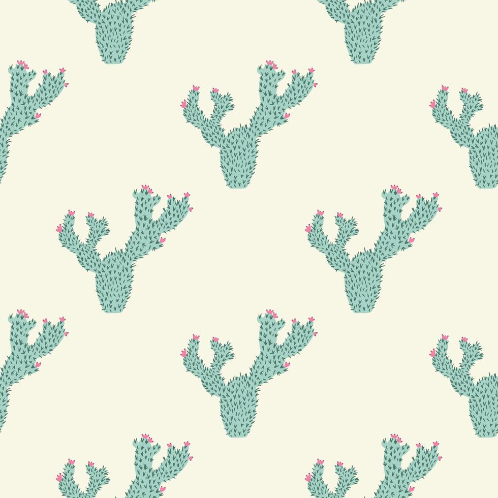 Cactus seamless pattern. Geometric cacti doodle wallpaper. vector