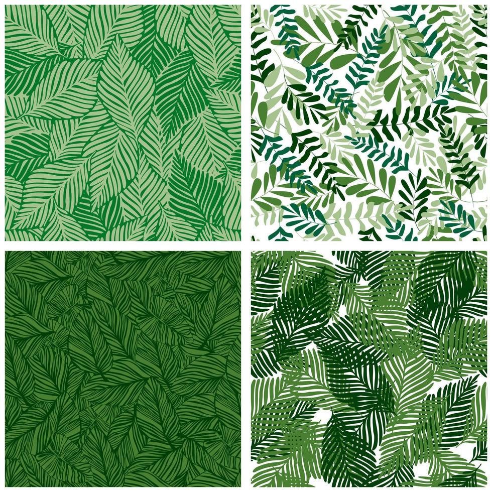 conjunto de patrones sin fisuras de la selva tropical de la hoja de la selva. vector