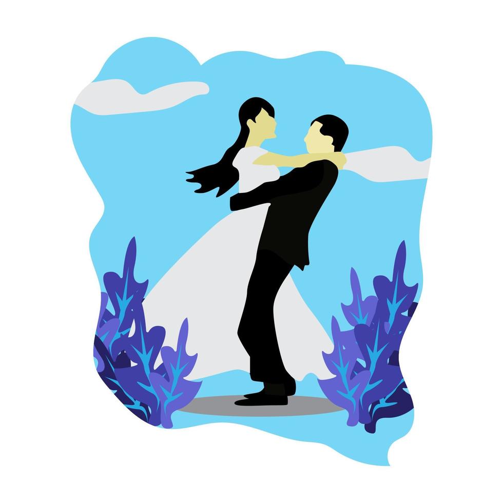 Flat design of wedding couple ,vector illustration. vector