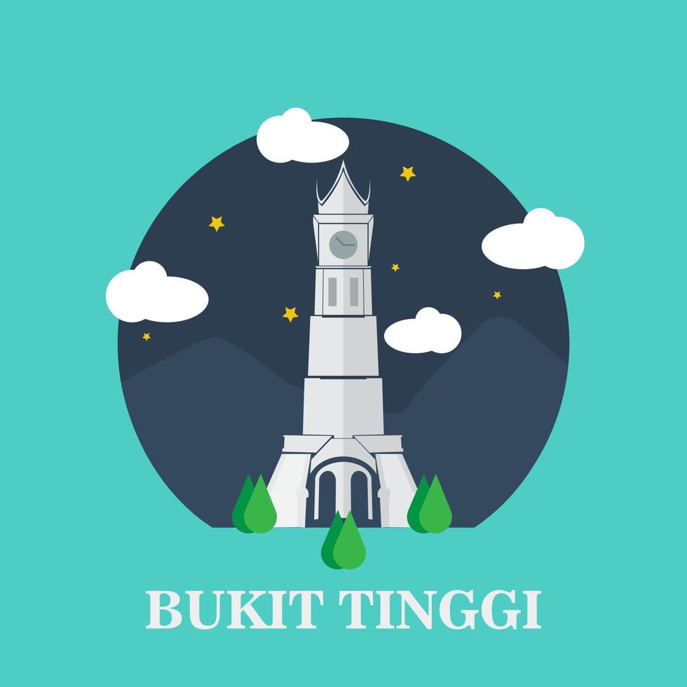 Jam Gadang the Icon of Padang West Sumatra Indonesia Vector illustration