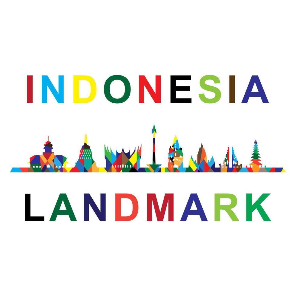 indonesian landmark icon with wpap style design vector