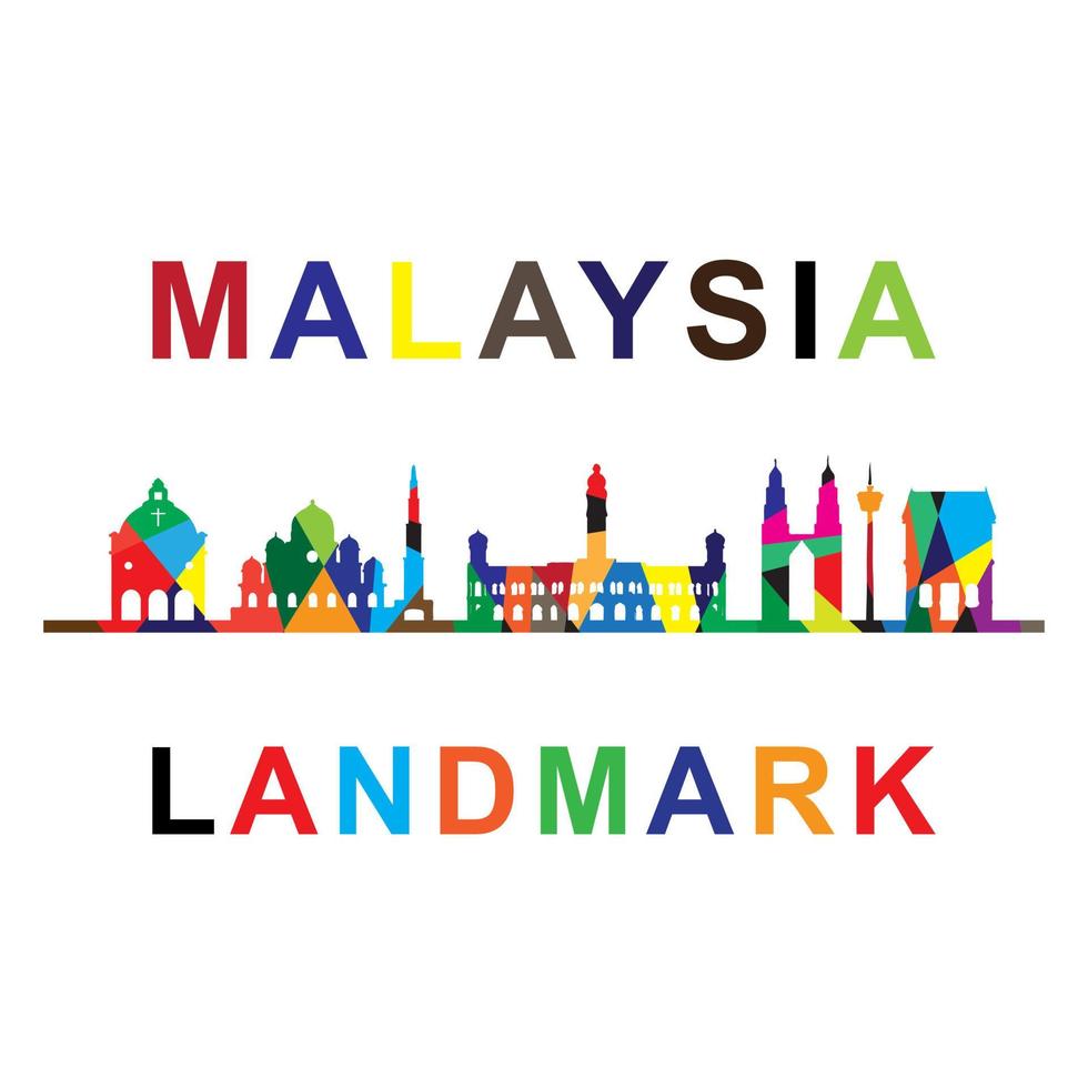 malaysia landmark icon with wpap style design vector