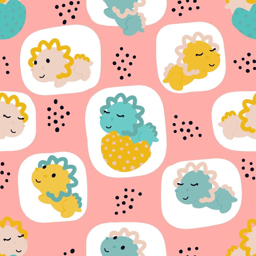 Dinosaurs seamless pattern in scandi nursery style vector