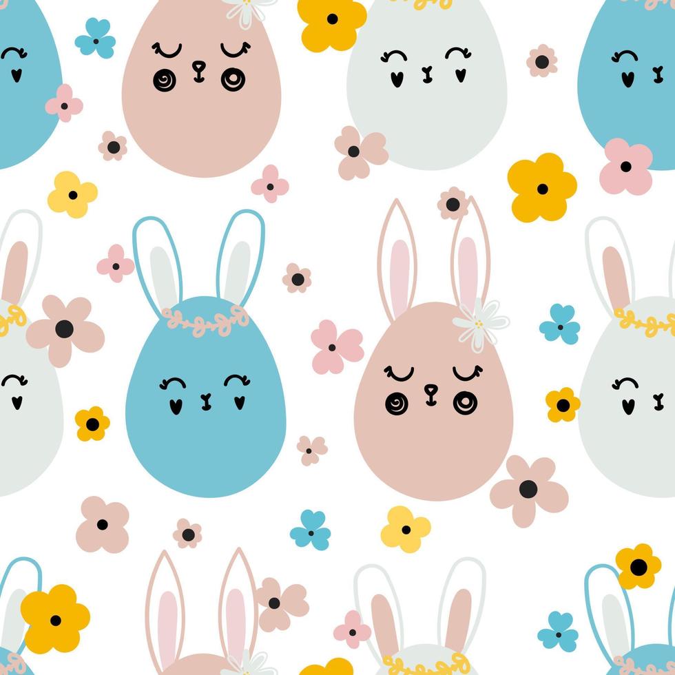 Easter seamless pattern with eggs with rabbit ears vector