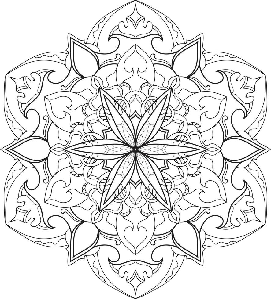 Mandala Flower in Black and White Free Vector