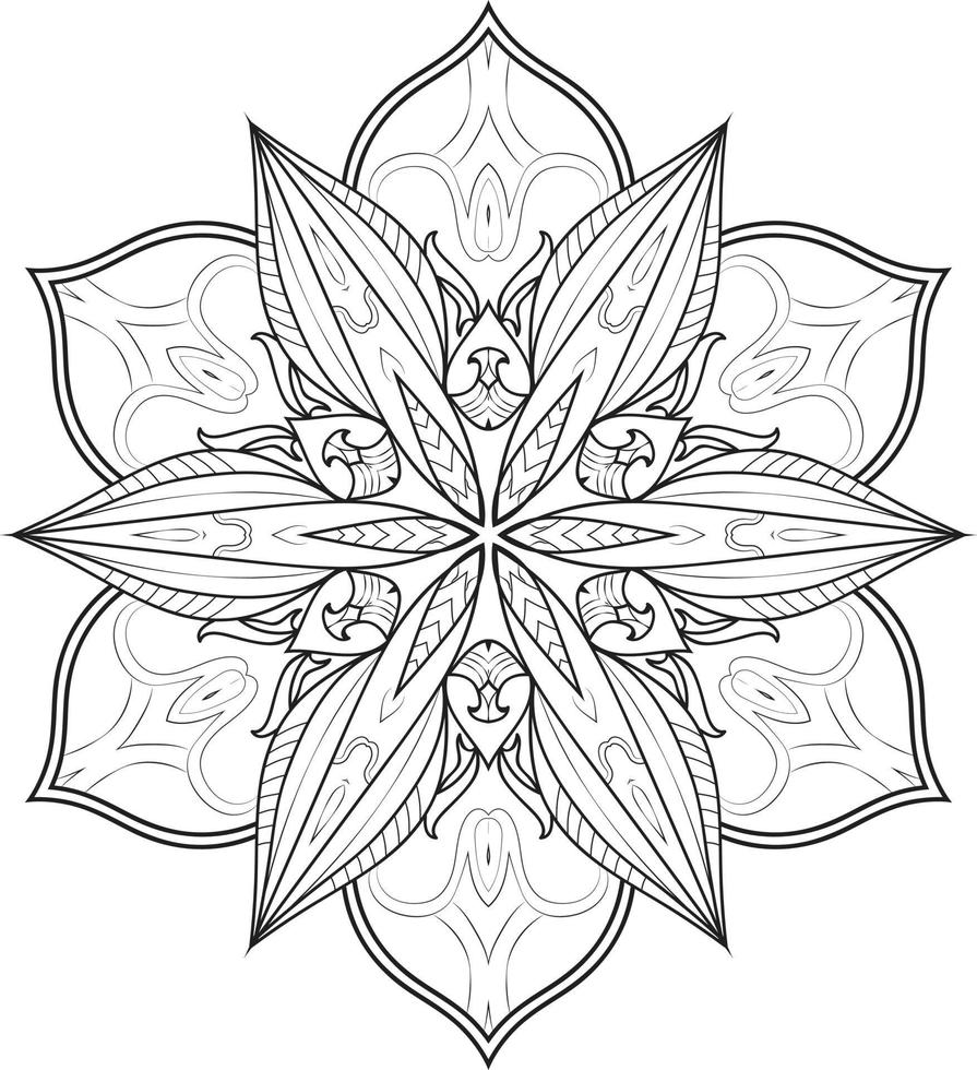 Mandala Flower in Black and White Pro Vector