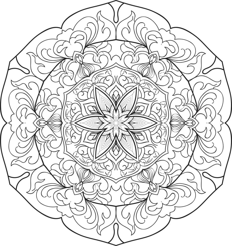 Mandala Flower in Black and White Free Vector