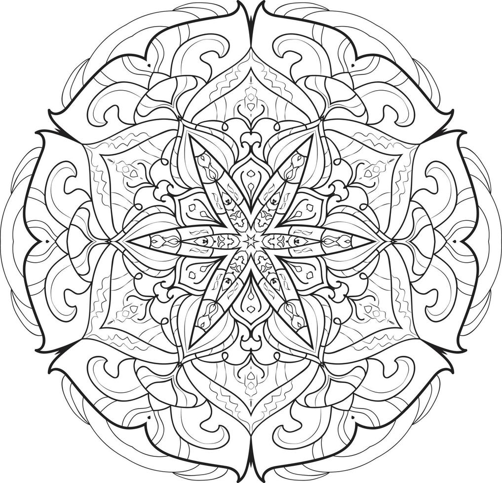 flor de mandala en blanco y negro vector gratis