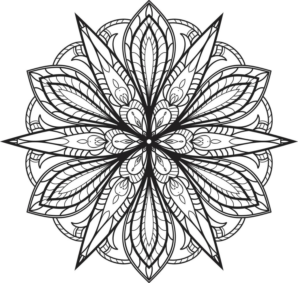 Mandala Flower in Black and White Pro Vector