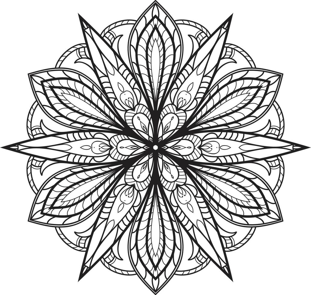 Mandala Flower in Black and White Pro Vector