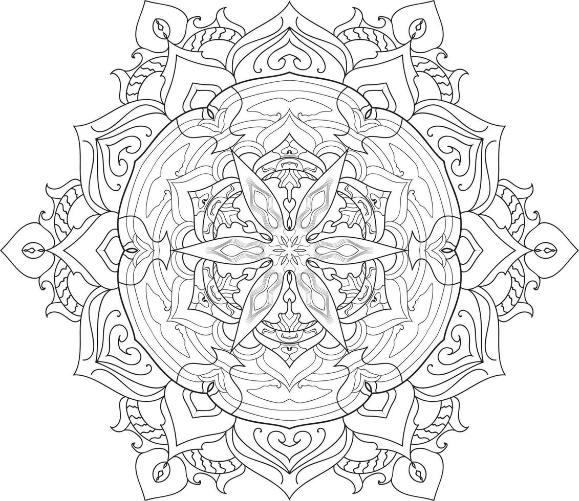 Mandala Flower in Black and White Free Vector