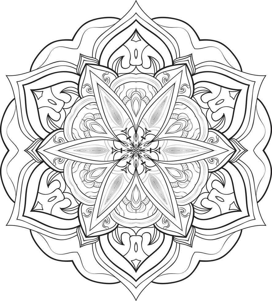 Mandala Flower in Black and White Pro Vector
