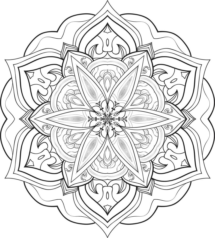 Mandala Flower in Black and White Pro Vector