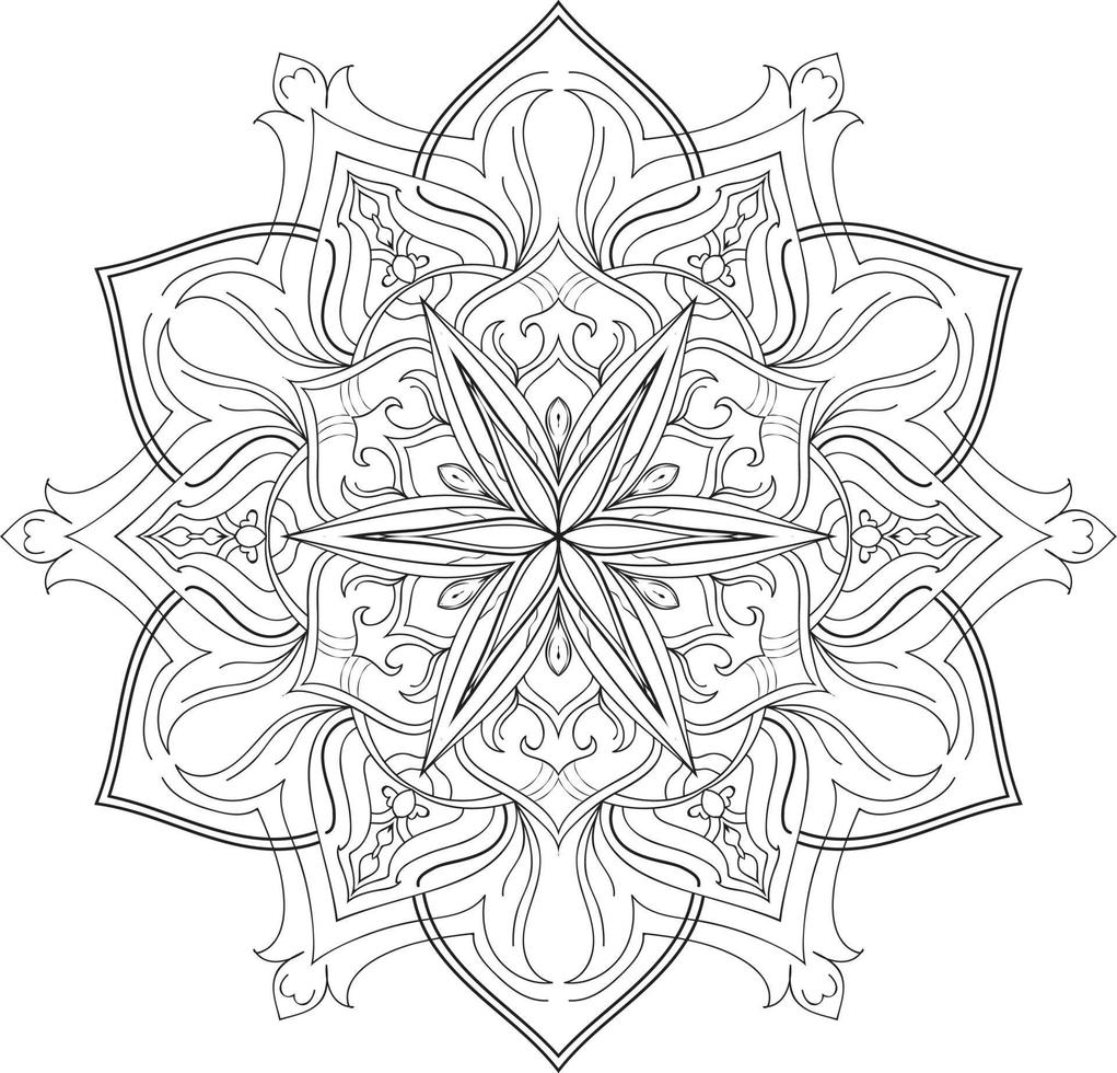 Mandala Flower in Black and White Free Vector