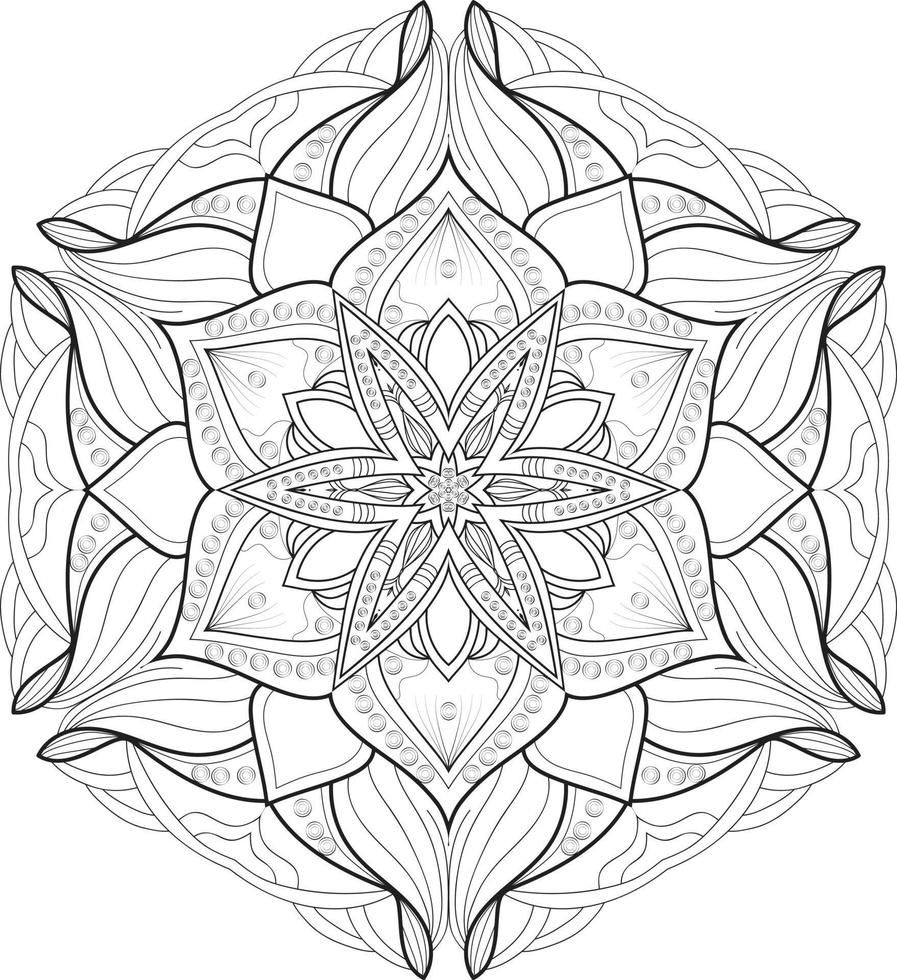 Mandala Flower in Black and White Free Vector