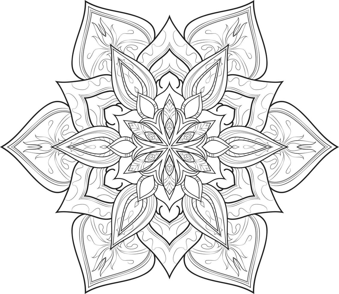 Mandala Flower in Black and White Free Vector