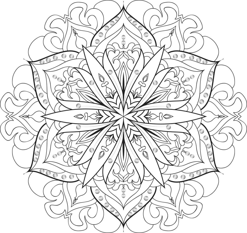 flor de mandala en blanco y negro vector gratis