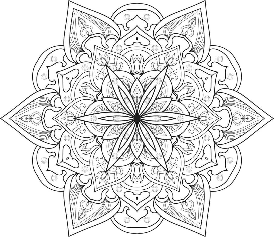 Mandala Flower in Black and White Pro Vector