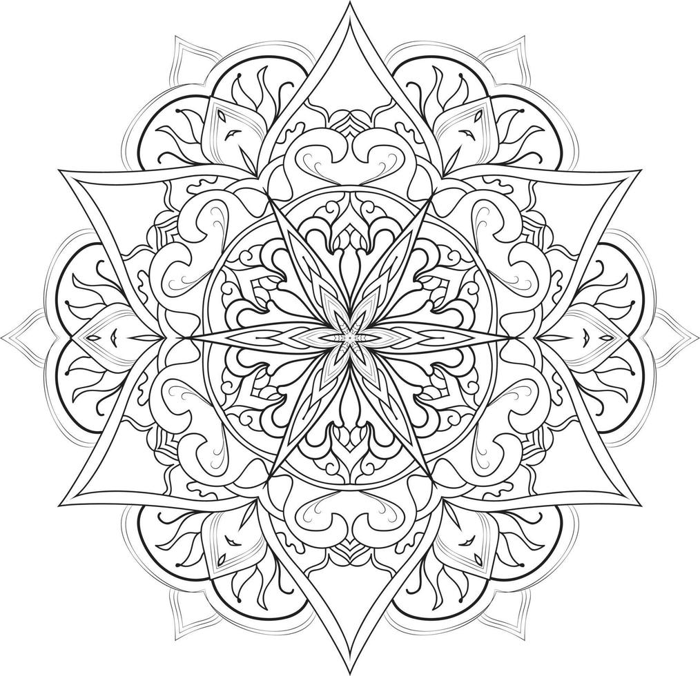 Mandala Flower in Black and White Pro Vector