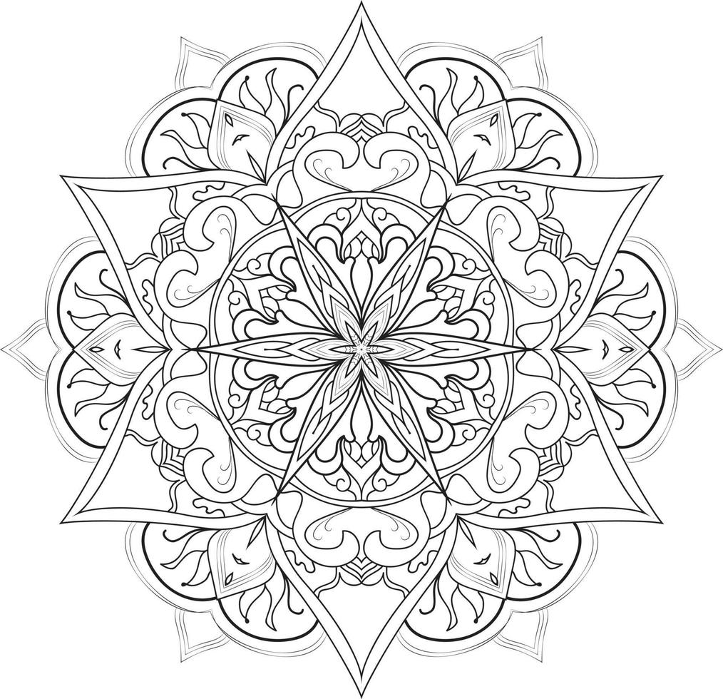 Mandala Flower in Black and White Pro Vector