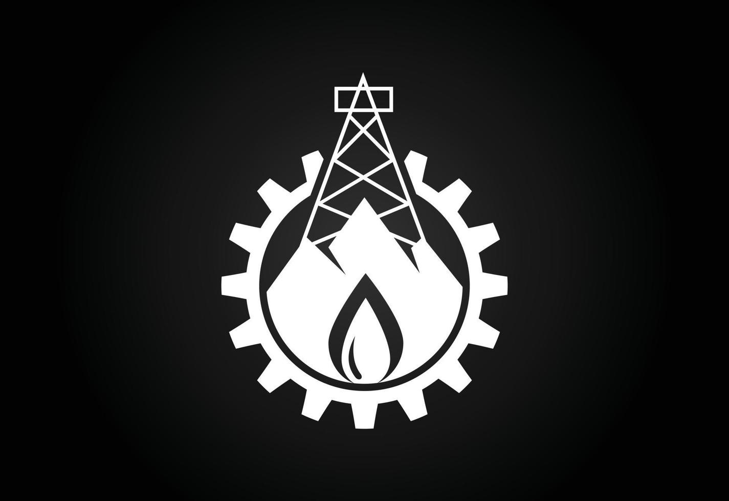 Fire flame icon in a shape of drop. Oil and gas industry logo design concept. vector