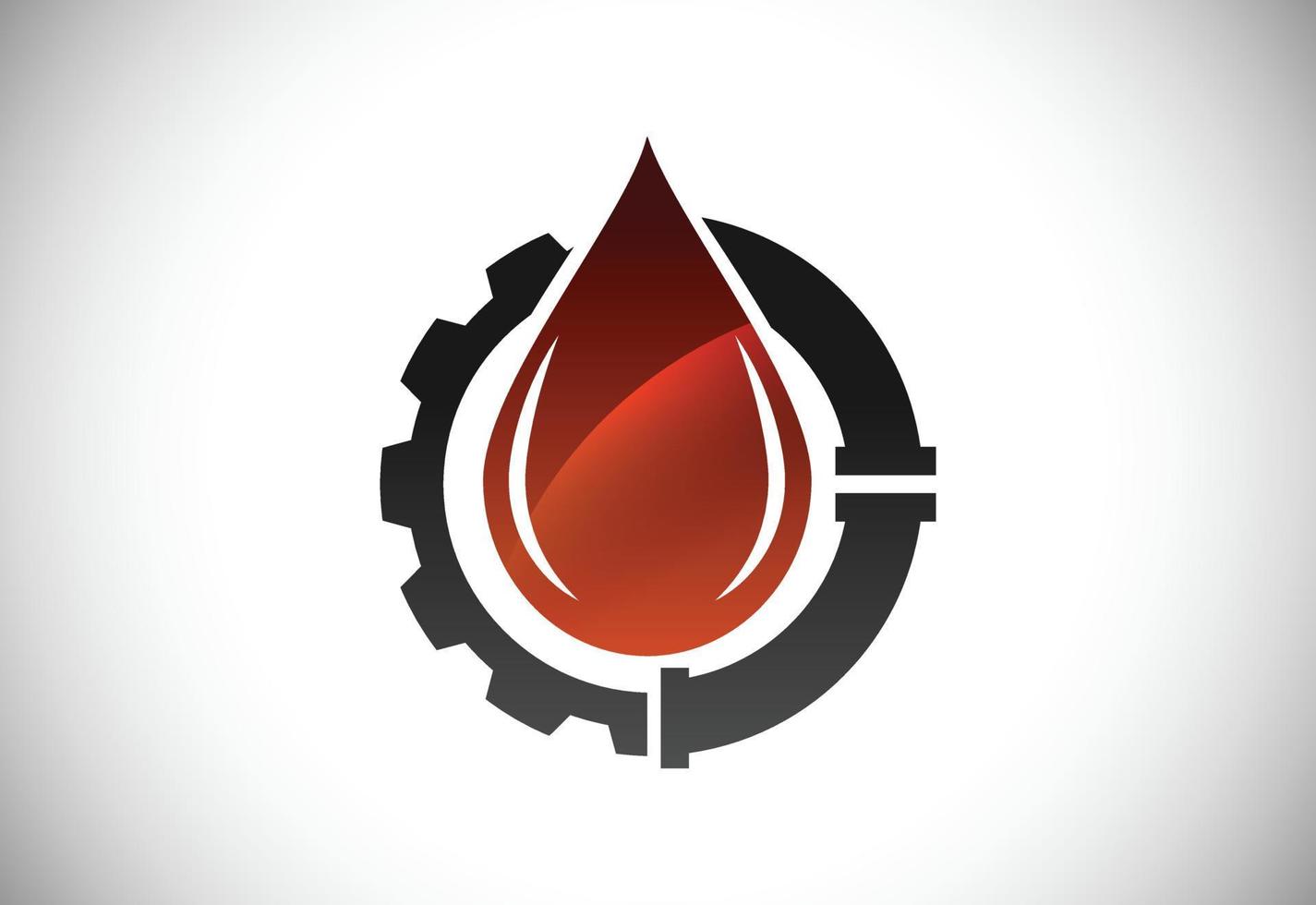 icono de llama de fuego en forma de gota. concepto de diseño del logotipo de la industria del petróleo y el gas. vector