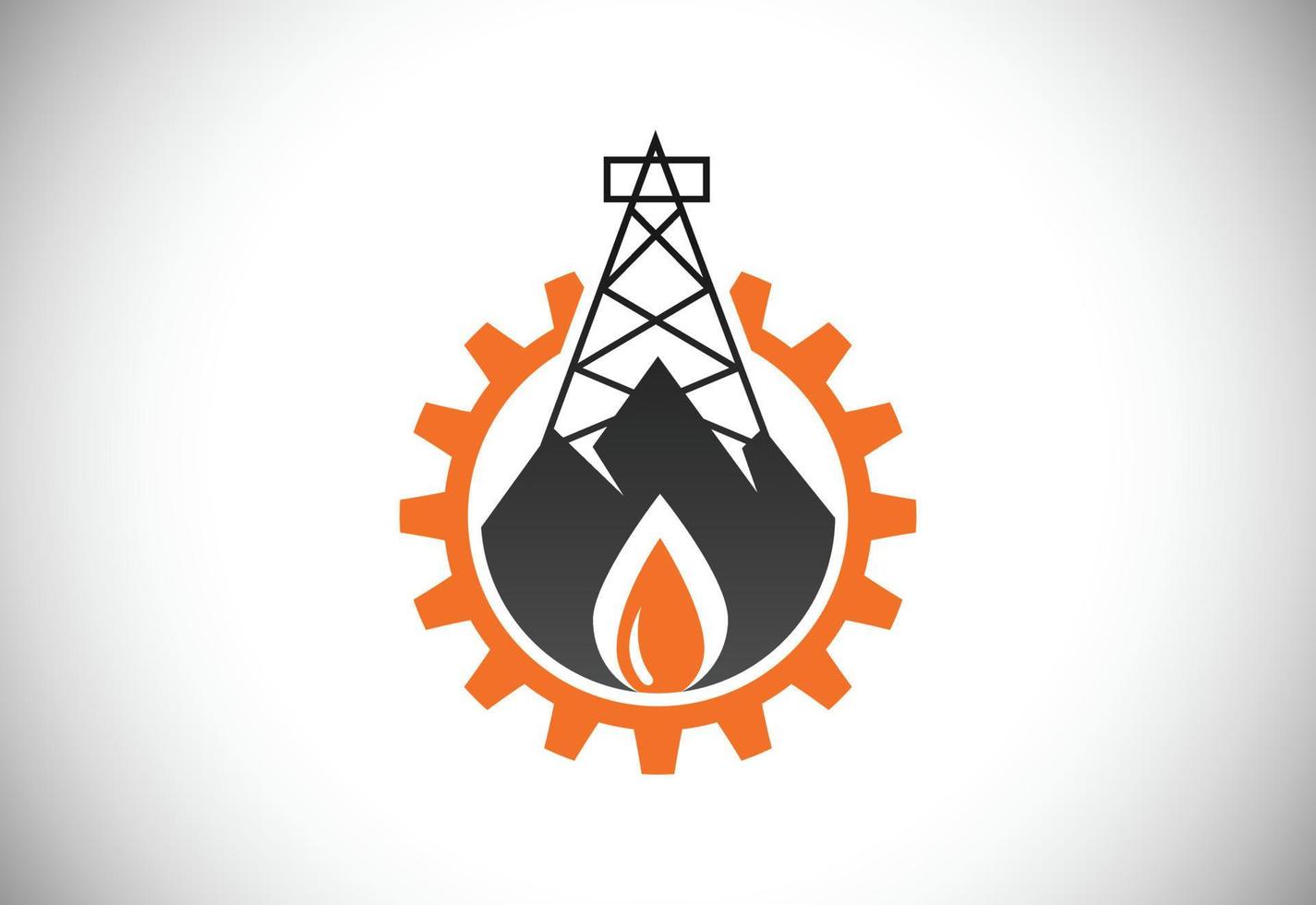 Fire flame icon in a shape of drop. Oil and gas industry logo design concept. vector