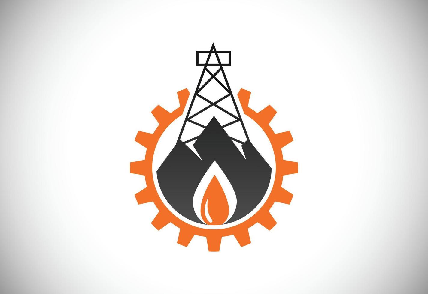 icono de llama de fuego en forma de gota. concepto de diseño del logotipo de la industria del petróleo y el gas. vector