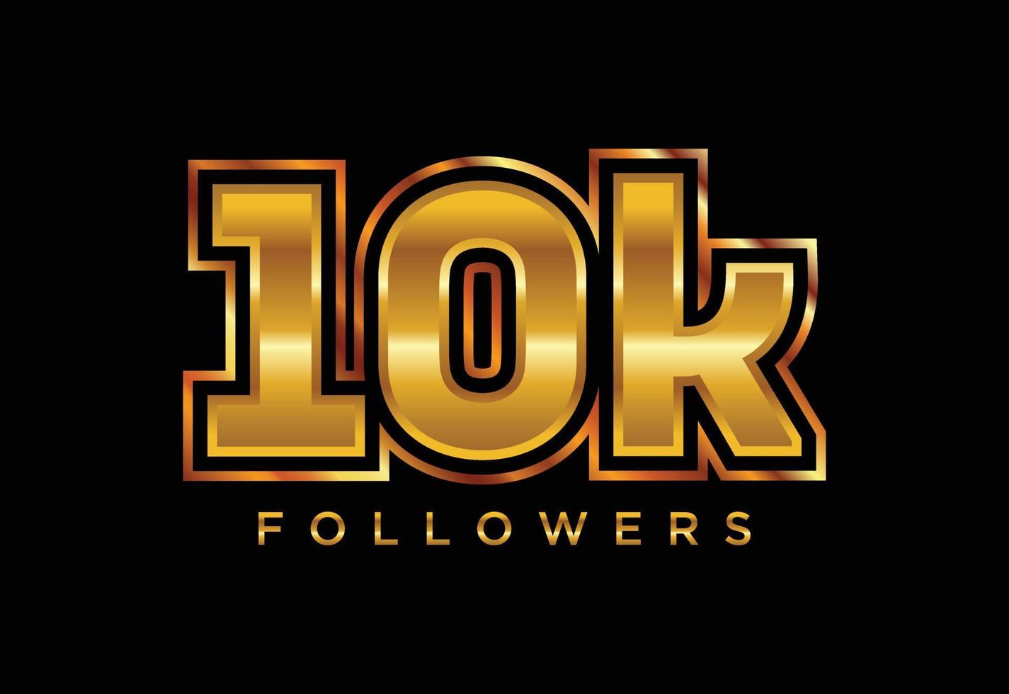 3d golden 10k followers social media celebration design. Vector illustration