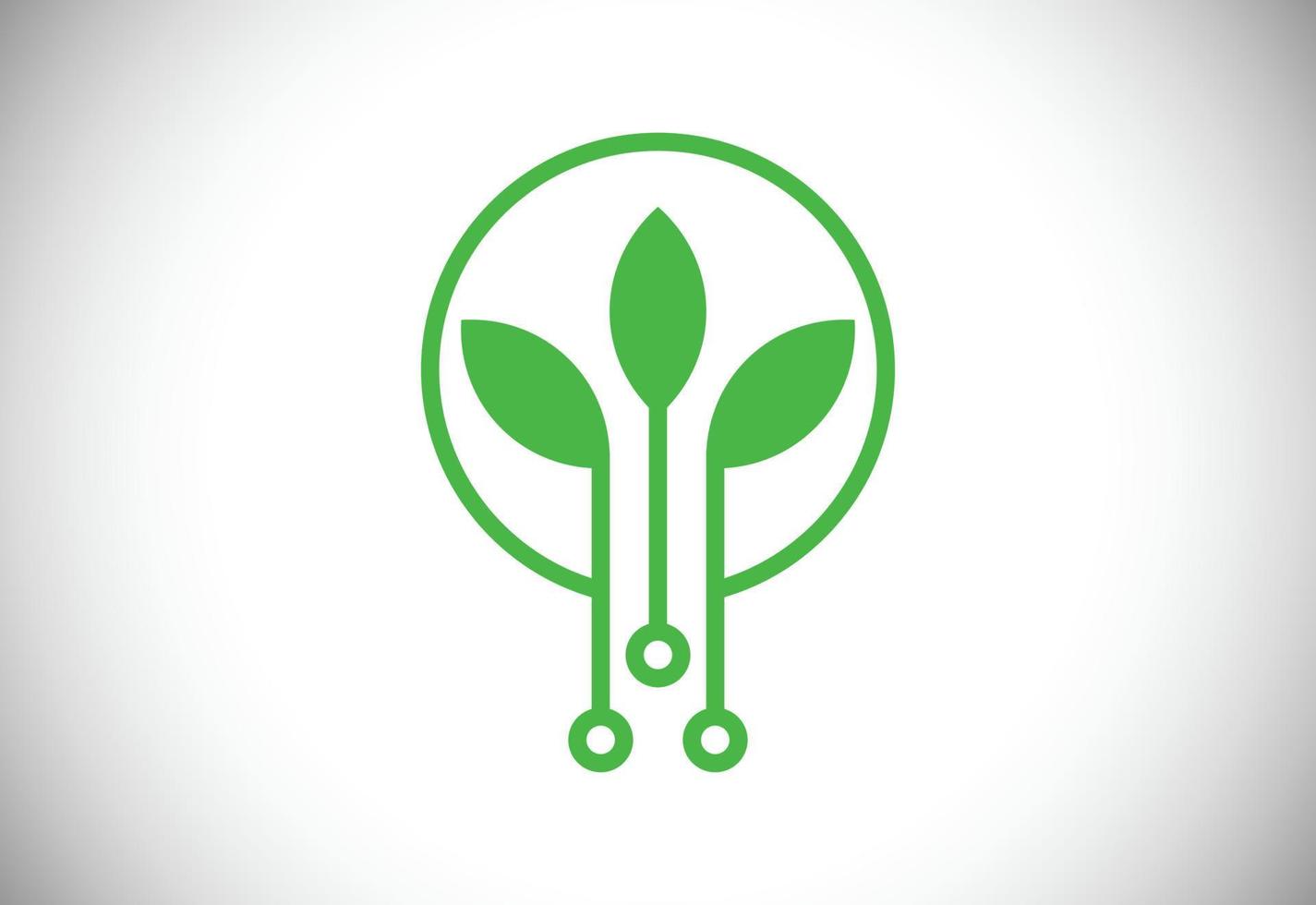 plantilla de diseño de logotipo de tecnología de hoja creativa, concepto de diseño de logotipo de tecnología verde vector