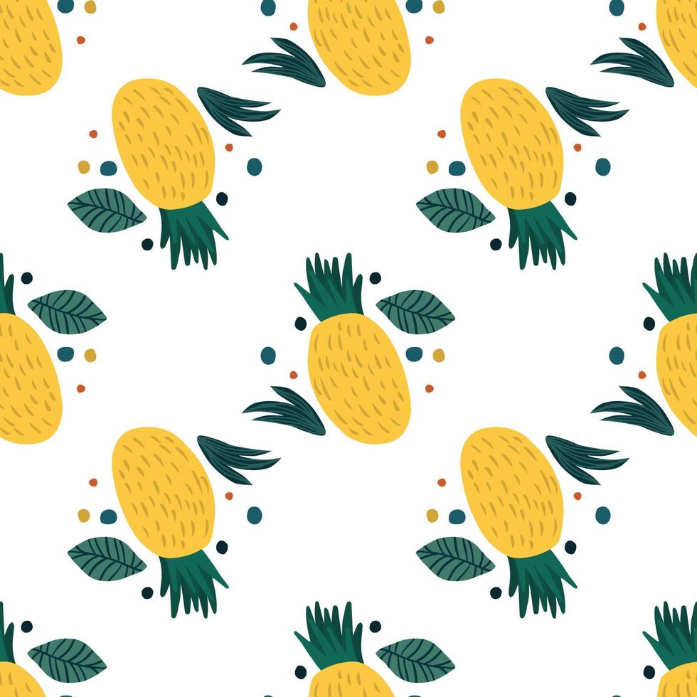 Pineapple seamless pattern. Hand drawn pineapple endless wallpaper. vector