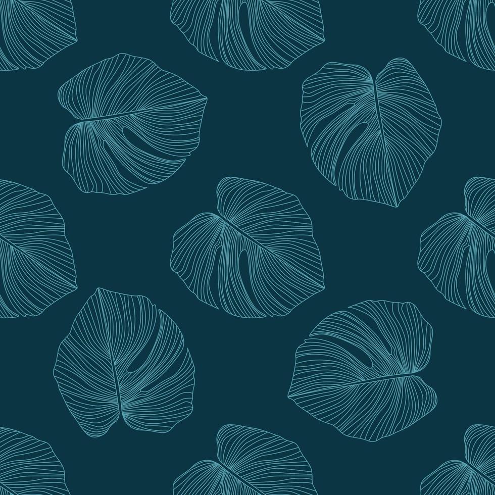 Tropical pattern, botanical leaf seamless pattern on black background. vector