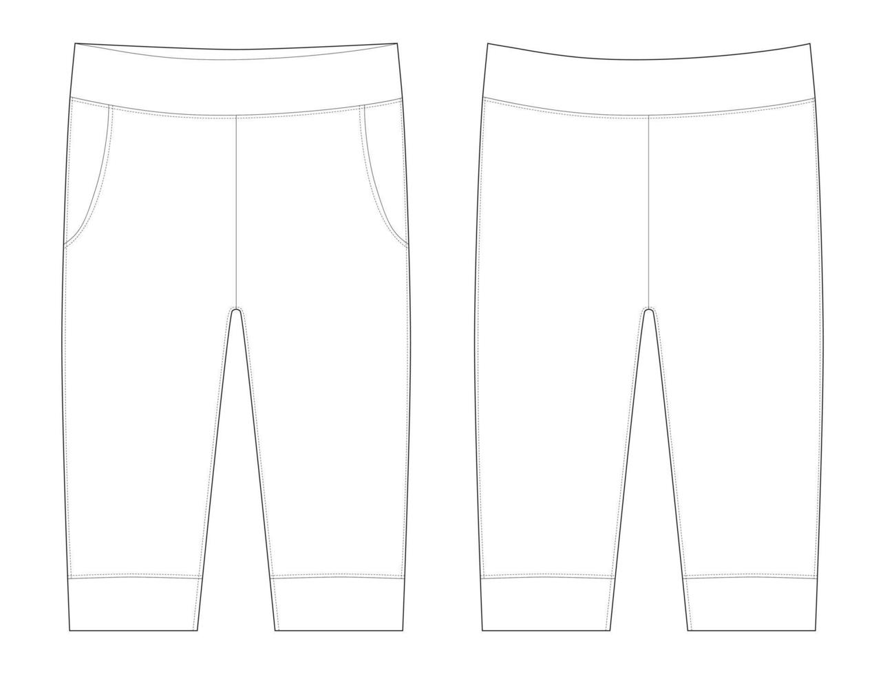 Pants flat illustration. Trousers sketch baby clothes. Vector illustration of a kids fashion.