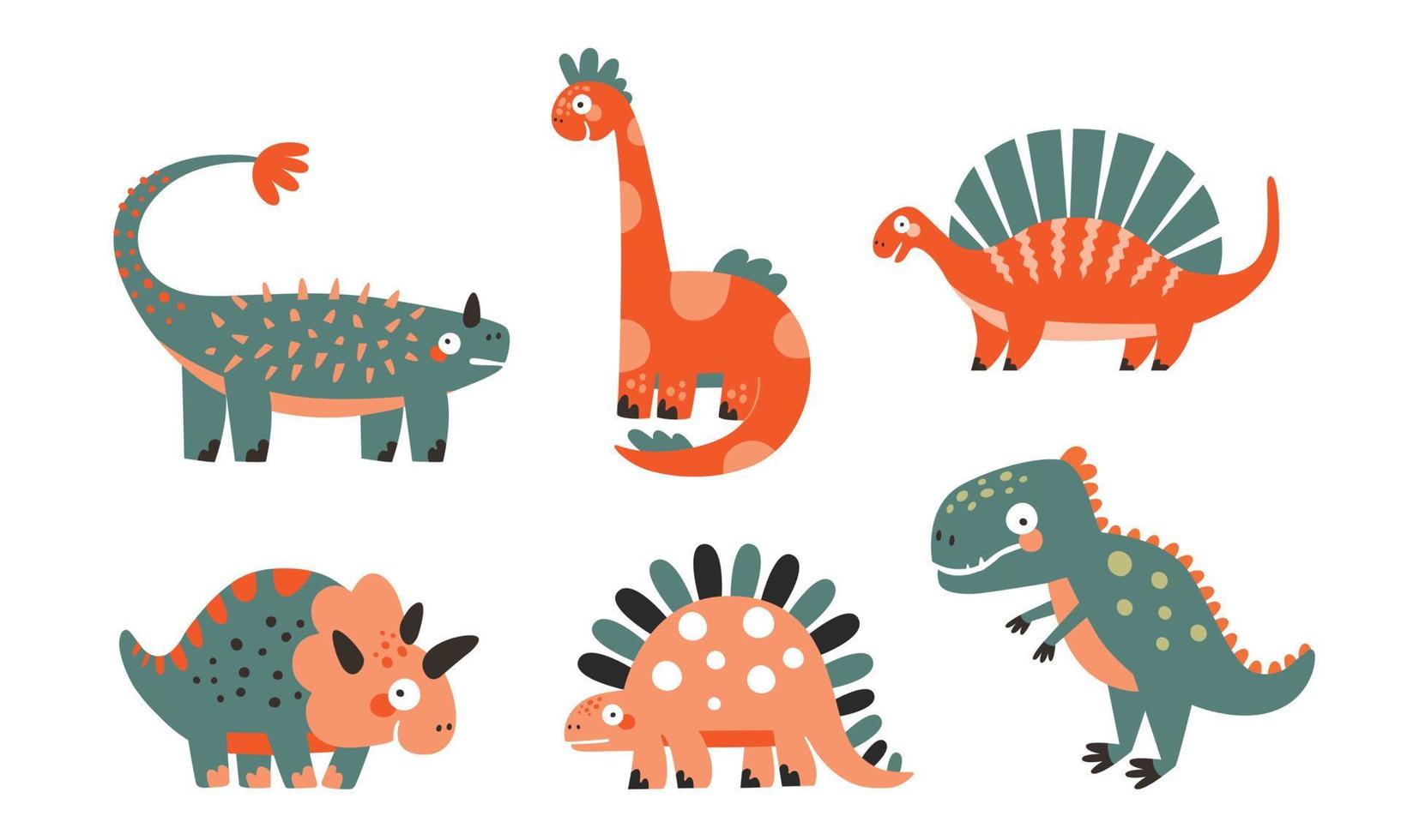 Set of vector illustrations with cute ancient animals. suitable for kids design.