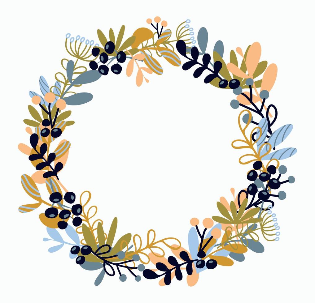 Greeting card template, flower wreath. vector