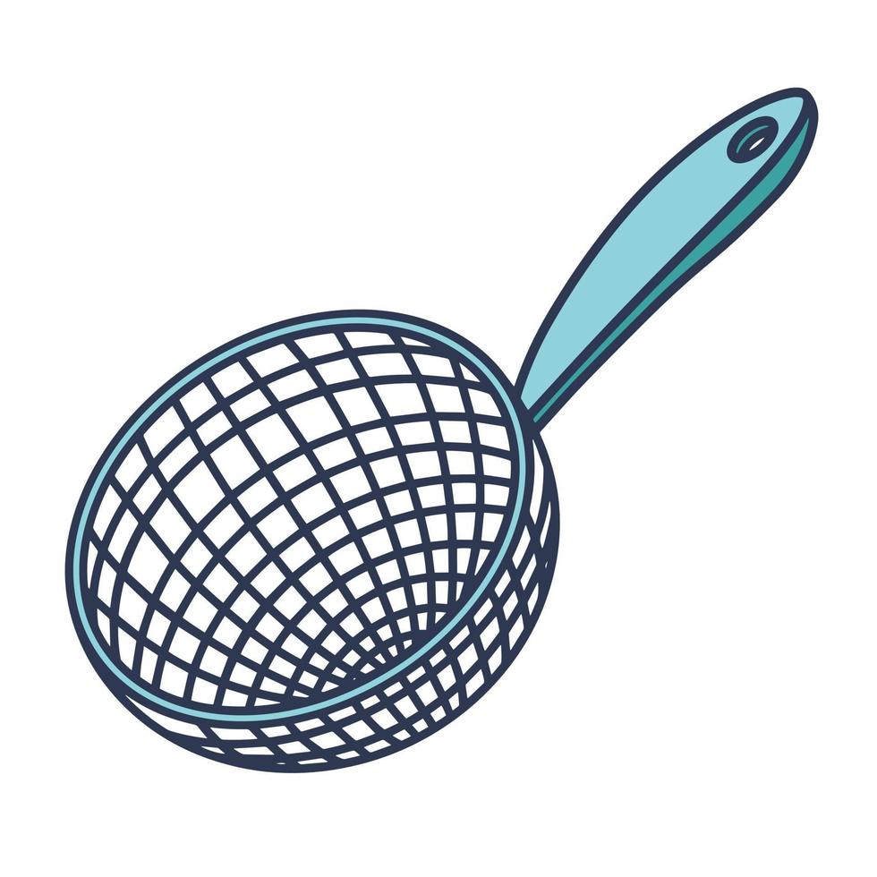 Colander vector icon. Handdrawn color illustration isolated on white