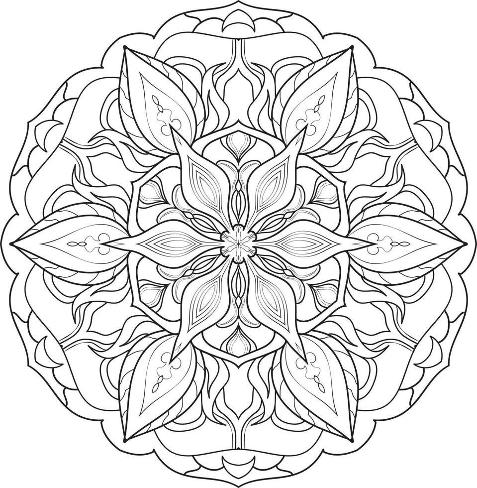 Mandala Flower in Black and White Pro Vector