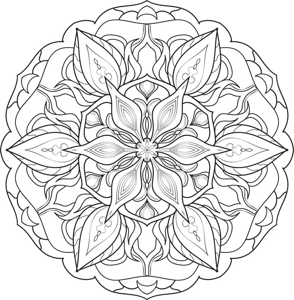 Mandala Flower in Black and White Pro Vector