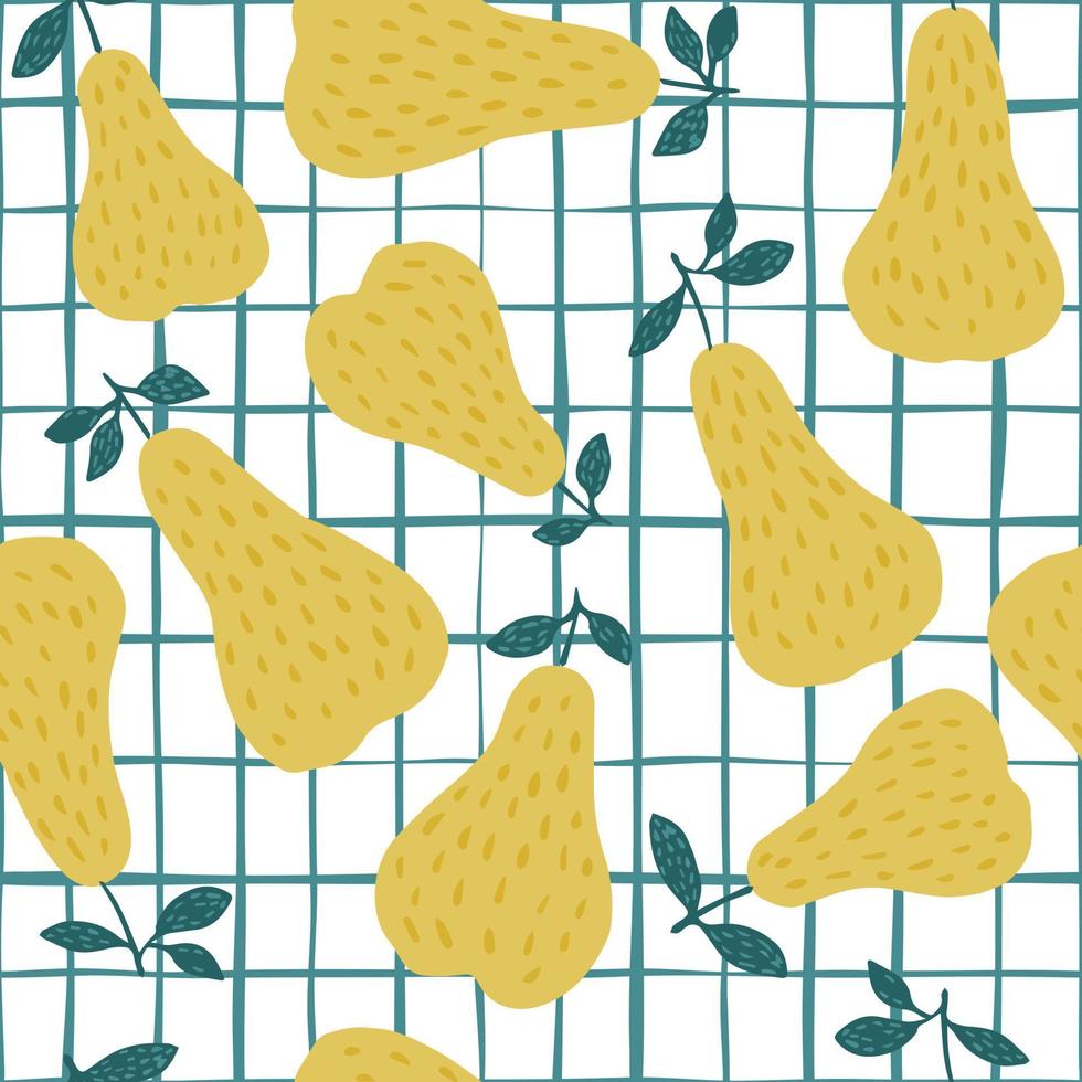 Sweet yellow pear seamless pattern. Funny design vector