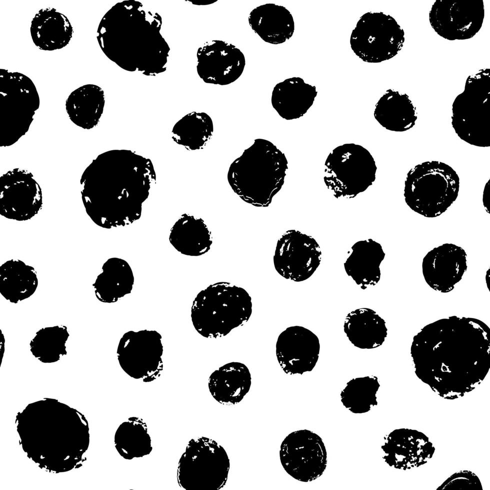 Grunge circles. Hand drawn paint brush seamless pattern. vector