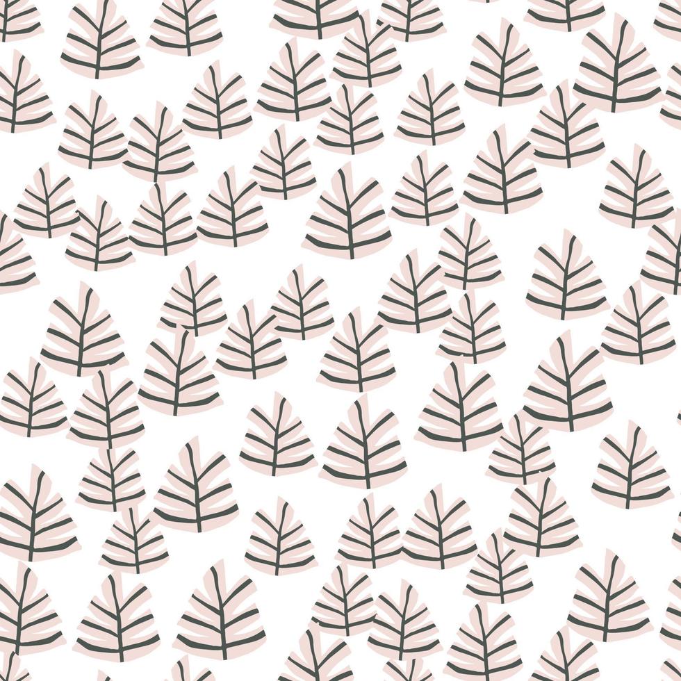 Hand drawn Scandinavian tree seamless pattern. Doodle forest background. vector