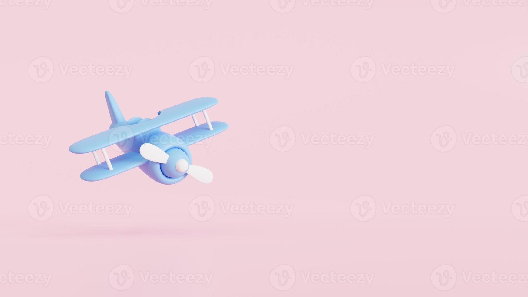 Toy model plane, airplane on pastel pink color background. 3d illustration photo