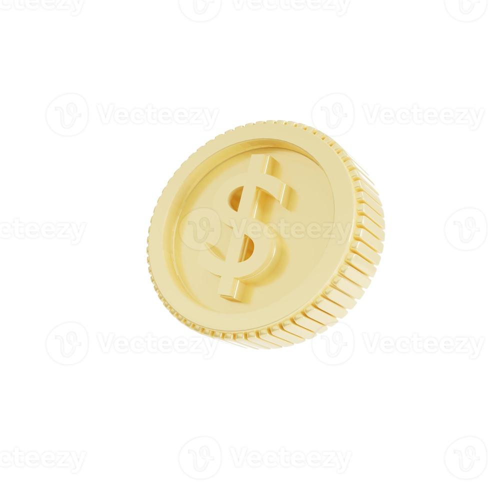 The golden coin on the background is white. Banking concept. Graphic element.  3d illustration photo