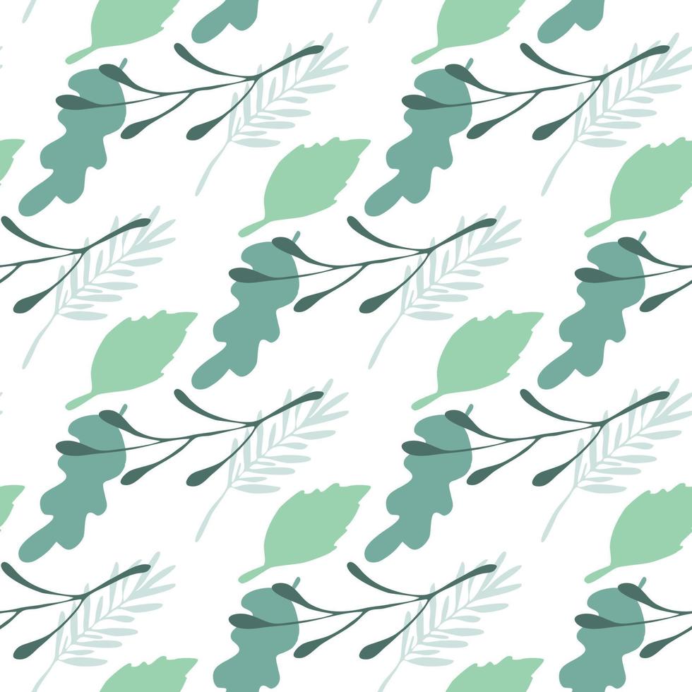 Branches and leaves seamless pattern on white background. vector